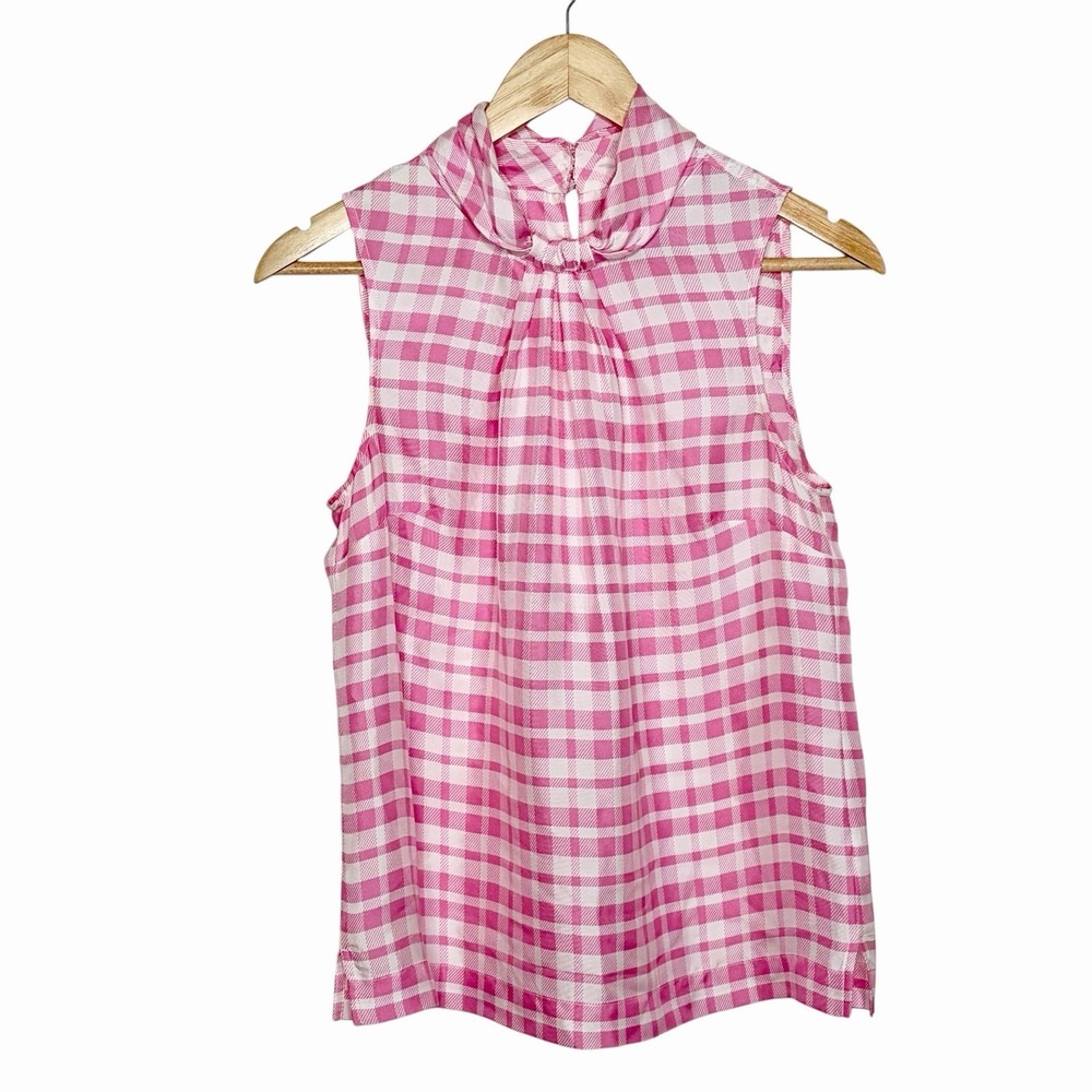 J Crew Collection Silk Plaid Sleeveless Top Pink Womens Size XS Preppy Heritage